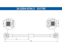 Flexible brake hose 24.5204-0234.3 ATE for VW TOURAN TOURAN VAN