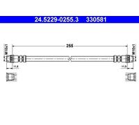 Flexible brake hose 24.5229-0255.3 ATE for RENAULT CITROËN PEUGEOT