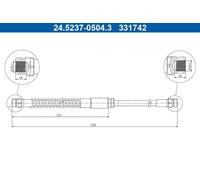 Flexible brake hose 24.5237-0504.3 ATE for SEAT VW SKODA AUDI