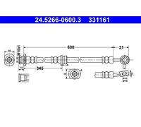 ATE Brake Hose 24.5266-0600.3 - for Nissan Qashqai, Dualis, Kicks, Rogue