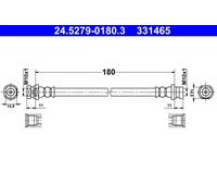 Flexible brake hose 24.5279-0180.3 ATE for RENAULT KANGOO BE BOP KANGOO Express