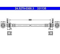 Flexible brake hose 24.5279-0300.3 ATE for SUZUKI FIAT OPEL