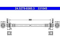 Flexible brake hose 24.5279-0360.3 ATE for SUZUKI JIMNY Closed Off-Road Vehicle