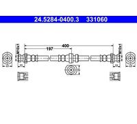 ATE Brake Hose 24.5284-0400.3 - Flexible - for Mitsubishi Pajero/Shogun