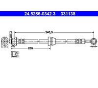 Flexible brake hose 24.5286-0342.3 ATE for CHEVROLET DAEWOO