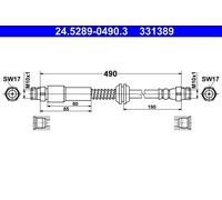 Flexible brake hose 24.5289-0490.3 ATE for VW CADDY III Estate
