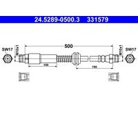ATE Brake Hose 24.5289-0500.3 500 VOLKSWAGEN: CADDY 4 Kombi