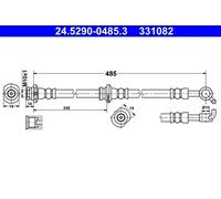 Flexible brake hose 24.5290-0485.3 ATE for NISSAN X-TRAIL I