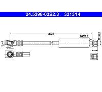 Flexible brake hose 24.5298-0322.3 ATE for OPEL SAAB