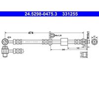Flexible brake hose 24.5298-0475.3 ATE for SMART MITSUBISHI