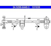 ATE Brake Hose 24.5299-0449.3 449 M10x1 FORD: Transit Mk5 Van, Transit Mk5 Minibus, Transit Mk5 Platform / Chassis