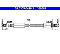Flexible brake hose 24.5305-0420.3 ATE for FORD ESCORT Mk VII ESCORT CLASSIC