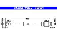 Flexible brake hose 24.5305-0420.3 ATE for FORD ESCORT Mk VII ESCORT CLASSIC