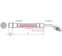 Flexible brake hose 4111109 METZGER for PEUGEOT CITROËN