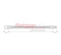 Flexible brake hose 4111154 METZGER for CITROËN PEUGEOT FIAT SMART