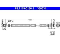 2x ✅Fits ATE 83.7119-0180.3 Brake Hose 83.7119-0180.3 Brake pipe/hos ⭐UK Seller⭐