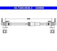 Flexible brake hose 83.7249-0536.3 ATE for VW AUDI