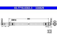 Flexible brake hose 83.7716-0363.3 ATE for MERCEDES-BENZ VW