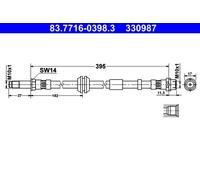 BRAKE HOSE 83.7716-0398.3 FOR VOLVO V50 C30 C70/II/Convertible S40 1.8L 4cyl