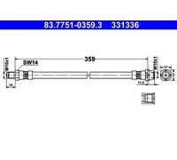 Flexible brake hose 83.7751-0359.3 ATE for MINI MINI COUNTRYMAN MINI PACEMAN