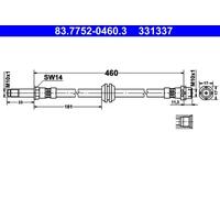 Flexible brake hose 83.7752-0460.3 ATE for BMW 3 Touring 3