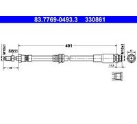 Flexible brake hose 83.7769-0493.3 ATE for FORD FUSION
