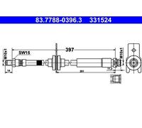 ATE Brake Hose 83.7788-0396.3 - Rear - Fits Ford Focus III Saloon 1.6 Ti/Flexifuel/EcoBoost