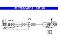 Flexible brake hose 83.7788-0472.3 ATE for FORD KUGA I KUGA I VAN
