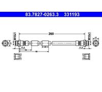 Flexible brake hose 83.7827-0263.3 ATE for FORD FIESTA VI FIESTA VI Van B-MAX