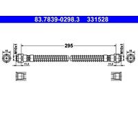 Flexible brake hose 83.7839-0298.3 ATE for PORSCHE PANAMERA 911 BOXSTER