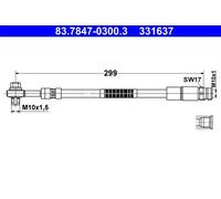 Flexible brake hose 83.7847-0300.3 ATE for AUDI VW