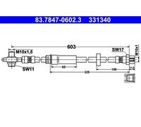 Flexible brake hose 83.7847-0602.3 ATE for VW PASSAT B7 PASSAT B7 Estate CC B7