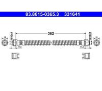 Flexible brake hose 83.8615-0365.3 ATE for PORSCHE PANAMERA CAYENNE