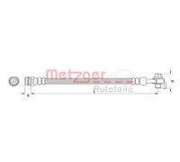 Flexible brake hose Rear Axle Left 4110800 METZGER for FORD VOLVO