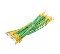 Flexible Bvr Solar Pv Earth Wire With Lugs 10 12 14 Awg Tinned Copper Grounding Cable Yellow Green Insulation For Photovoltaic System Installation 20pcs 10cm(6mm2-20CM)