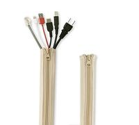 Flexible Cable Management Sleeve with Zipper - Extendable Cord Organizer System Wrap Wire Cable Cover Sleeve Holder, Keep Home & Office Clean Safe Protector for TV/Media, Beige, 39 Inches, 2 Pcs