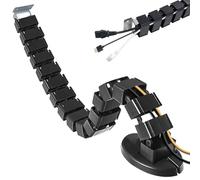 Flexible Cable Management, Spine Cable Trays for Height-Adjustable, 1300 mm Cable Management Square Cuba Slim, Flexible Desk Cable Management with Metal Base, Black Cable Duct Universal