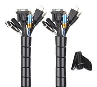 Flexible Cable Organizer 25 mm, 2 m, Black, Ideal for Keeping Cables Tidy and Avoiding Tangles in the Home and Office.