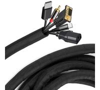 Flexible Cable Sleeve, Self-Closing Cable Duct, Flexible Textile Cable Sheath, Woven Cable Sheath, Cable Protection, Cable Tube, Self-Closing, Can Be Cut to Size for Desk, TV, Computer