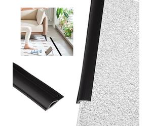 Flexible Carpet Trim Strip, 10 Ft/3Meter Self-Adhesive Carpet Trim Strip, PVC Carpets Transition Strips Edge Trimming Decor Carpets Edging Trim Strips, Rug Edge Protector for Doorway, Black