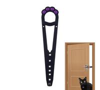 Flexible Cat Door Latch, Adjustable Door Strap for Pets Alternative Door Locks for Letting Cats In, Cat Paw Shape Cute Door Latch Holder, Cats In, Keeps Dogs Out of Litter, 12.05 * 2.6 * 0.24in(Gray)