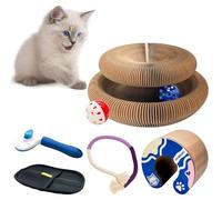 Flexible Cat Scratcher Bundle for Kittens & Energetic Cats - Reversible Infinity Kitty Curls Interactive Scratching Board, Stress-Relieving Cat Toy with Pet Hair Removal Glove & More by ESMERAKI