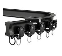 Flexible Ceiling Curtain Rail 1-6.7m - Silent Curved Aluminium Curtain Rod for Bedroom Bathroom Balcony - Black Color 6.4m Size Perfect for Smooth Draping and Space-Saving Solutions