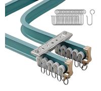 Flexible Ceiling Curtain Rod for Bay Window, Durable Double Aluminum Drapery Pole, Easy to Bend No Breakage