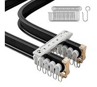 Flexible Ceiling Curtain Rod for Bay Window, Durable Double Aluminum Drapery Pole, Easy to Bend No Breakage