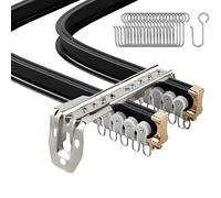 Flexible Ceiling Curtain Rod for Bay Windows Durable Double Aluminum Curtain Pole Easy to Bend Not Easily Broken (Black Wall 800cm/26.2ft)