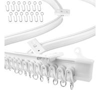 Flexible Ceiling Curtain Track, 9.8FT (3m) - Flexible Bendable Curtain Track, Room Divider, RV Ceiling Track for Curtains, Heavy duty curtain track and Fittings for Bay window, curtain rail White