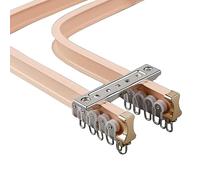 Flexible Ceiling Curtain Track - Bendable Aluminium Alloy Double Rail with Gliders in Black Blue Pink - Ideal for L/U Shape Bay & Shower Room Dividers