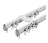 Flexible Ceiling Curtain Track Double Rail 2-Layer Silent Curtain System for Shower Curtains Room Dividers - White 6.5ft/2m (2 x 1m)