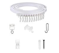 Flexible Ceiling Curtain Track Set Easy Glides Designs White Rails With Rollers Hook For Shower Window And Room Dividers Ceiling Mounted Curtain Track